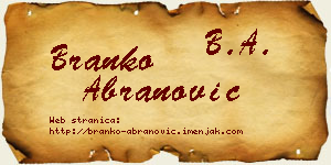 Branko Abranović vizit kartica